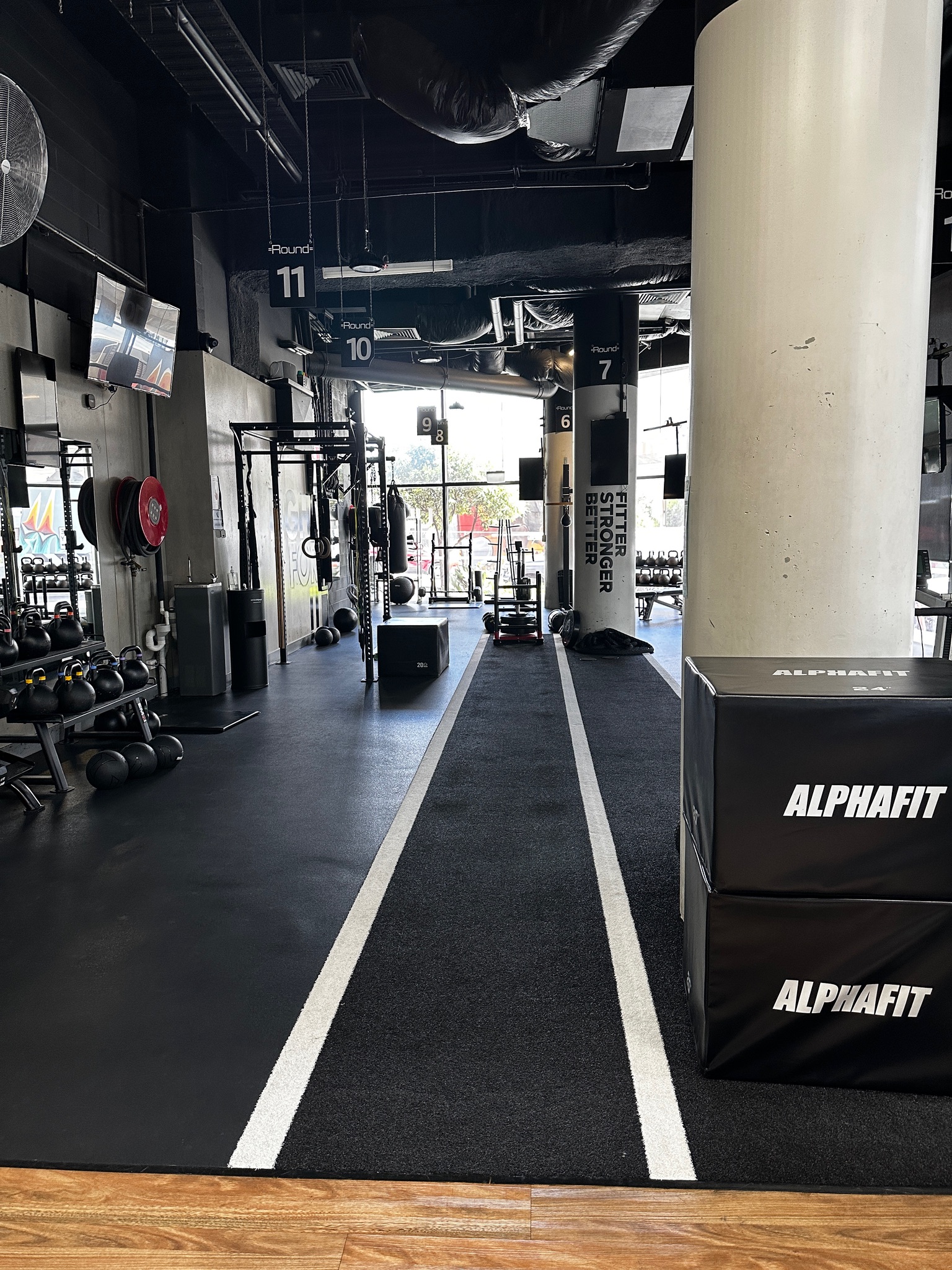 Signature numbered training lane and strength equipment