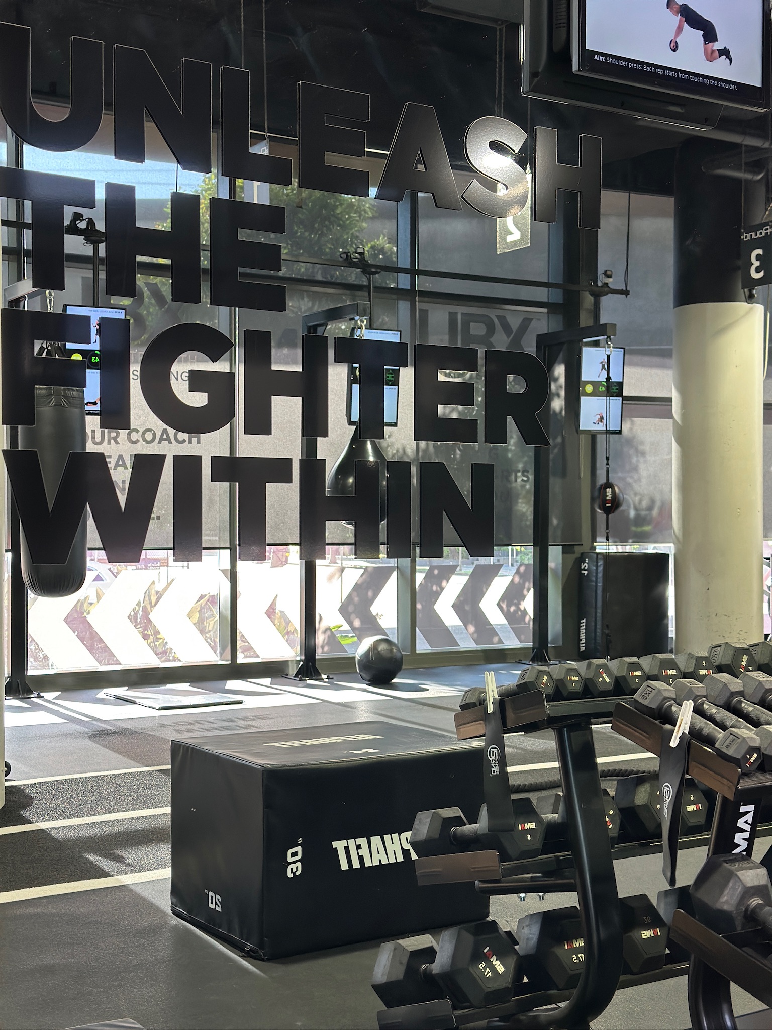 Sunlit strength floor beneath the Unleash the Fighter Within window graphic